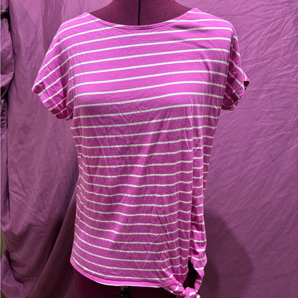 Lauren Ralph Lauren Pink and White Stripped Top, Shirt Women's Size Medium